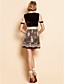  TS Round Neck Floral Embroidery Velvet Dress