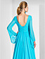  Sheath/Column V-neck Court Train Chiffon Evening Dress
