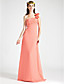  Empire One Shoulder Sleeveless Floor-length Chiffon Wedding Party/Evening Dress
