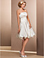  Ball Gown Strapless Knee-length Satin Wedding Dress