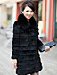  Elegant Long Sleeve Fox Fur Collar Evening Rabbit Fur Coat(More Colors)