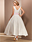  Ball Gown Bateau Tea-length Satin Wedding Dress