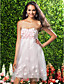 Empire Strapless Knee-length Tulle Over Satin Bridesmaid/ Wedding Party Dress