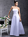  A-line Strapless Floor-length Satin Wedding Dress