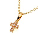 Gold Plated Copper with White Cubic Zirconia Small Cross Pendant (SYX-0011)