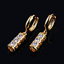 Yellow Gold Cylinder Drop Blue Topaz Earring (ERS011) (Start From 3 Units)