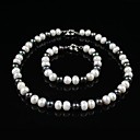 Fashion 7.5 - 8mm A White & 3.5 - 4mm Black Freshwater Pearl 2PC Set  (ZSSX001)