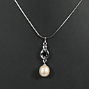 Pink 10.5 - 11mm A Pearl Pendant Necklace with 16" Silver Chain (Start From 5 Units) Free Shipping