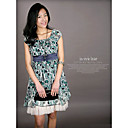 Plated Chiffon Polka Dot Babydoll Dress Green (XJQZ007) (Start From 10 Units) Free Shipping