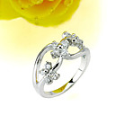 Three Stone Round Brilliant Cubic Zircon Ring in White Gold (SYX--0211)