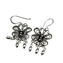 925 Sterling Silver Hook Earrings with Agate and Marcasit (FG009)