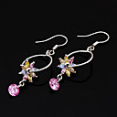 white gold plated multi-color Bloemen en cirkel drop oorbellen (ers019) (vanaf 3 eenheden)