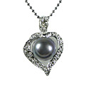 chapado en plata elegante negro perla de agua dulce aa colgante del collar