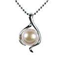 Silver Plated Lavender AA FW Pearl Pendant Necklace (LQS063)