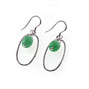 ovale vorm oorbel met jade in sterling zilver - zilver oorbel 10417 (szy477)