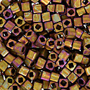 3mm mat métallique kaki / violet semence perle cube (sbb0039) (environ 12 grammes)