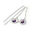 Purple Cubic Zirconia Eardrop - Sterling Silver Earring 10529 (SZY571)