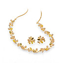 Colorful Cubic Zirconia Floral Earring Stud and Necklace Set - Cubic Zirconia Set 81010 - 10 SZY872