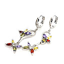 zircon cubique coloré floral hoop earring - boucle d'oreille zircon cubique 81012 - 88 (szy864)