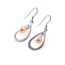 roze shell parel druppel oorbel - sterling zilveren oorbel 8528 (szy587)