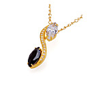 Elegant "S" Cubic Zircon Pendant Necklace-Cubic Zirconia Necklace SMY-0037 Clear and Black (SZY705)