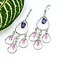 Chandelier Cubic Zirconia Earring - Cubic Zirconia Earring 80829 - 14 Purple - Pink (SZY672)