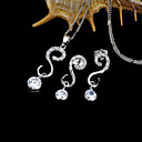 "S" Shape CZ Earring And Necklace Set - Cubic Zirconia Set SYX-0381 Clear(SZY1019)