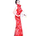 Stand-up Collar Sleeveless Ankle-length Brocade Cheongsam / Qipao / Chinese Dress (HGQP127)