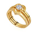 romantique amoureux plaqué or 18k cz ring ring set-cz 90302-06 (szy1631)