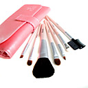 5 Sets Mixed Hair Cosmetic Brush Setes With Free Light Pink Leather Case