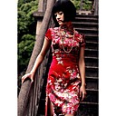 Stehkragen knielangen kurzen Leinen Cheongsam / Qipao / chinesisch Kleid (hgqp199)