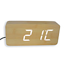 Fashion Wooden White LED Alarm Clock with Thermometer (TRA079)