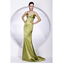 Sheath/ Column V-neck Sweep/ Brush Elastic Silk-like Satin Bridesmaid/ Evening Dress (HSX310)