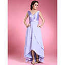 A-line Asymmetrical Chiffon Stretch Satin Mother of the Bride Dress
