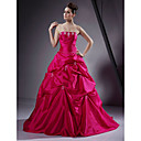 Ball Gown Strapless Floor-length Applique Taffeta Prom/ Evening Dress