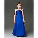A-line Spaghetti Straps Floor-length Satin Flower Girl Dress