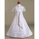 A-line Spaghetti Straps Floor-length Organza And Satin Flower Girl Dress With A Wrap