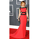 Trumpet/ Mermaid Bateau Court Trains Sleeveless Chiffon/ Elastic Satin Grammy Dress (FSH0613)