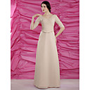 Sheath/Column V-neck Floor-length Satin Chiffon Mother of the Bride Dress