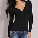mangas largas y profundas t mujeres escote "V"-shirts (0101bc003-0497)