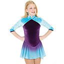 Blautöne einlagig Rollkragenpullover Eiskunstlauf Kleid 1 / 2 Länge Ärmel