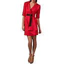 Half Sleeves Lapel Belted Women's Dresses(1802BC235-0853)