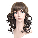 capless comprimento médio de alta qualidade com aspecto natural sintético café peruca de cabelo encaracolado (0479-04.01-ms010)