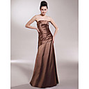 A-line Strapless Floor-length Stretch Satin Bridesmaid/ Wedding Party Dress