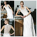 A-line V-neck Floor-length Sleeveless Satin Quick Delivery/ Evening Dress (OFGC383)