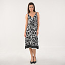 cuello mangas impresos en blanco y negro vestido lazo profundo v / vestidos de mujer (ff-1801bd023-0736)