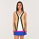 100% Silk Dupioni / Sleeveless V Neckline Dress / Women's Dresses (FF-1802BD019-0736)