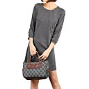 100% Cotton Nails Decoration Three-quarters Sleeves Round Neckline Dress / Women's Dresses (1802BD005-0857)