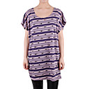 bandes piecred encolure ronde manches courtes palangre tunique T-shirts / femmes t-shirts (8502bd007-0736)