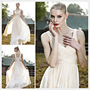 A-line V-neck Floor-length Sleeveless Tencel Chiffon Quick Delivery/ Evening Dress (OFGC405)